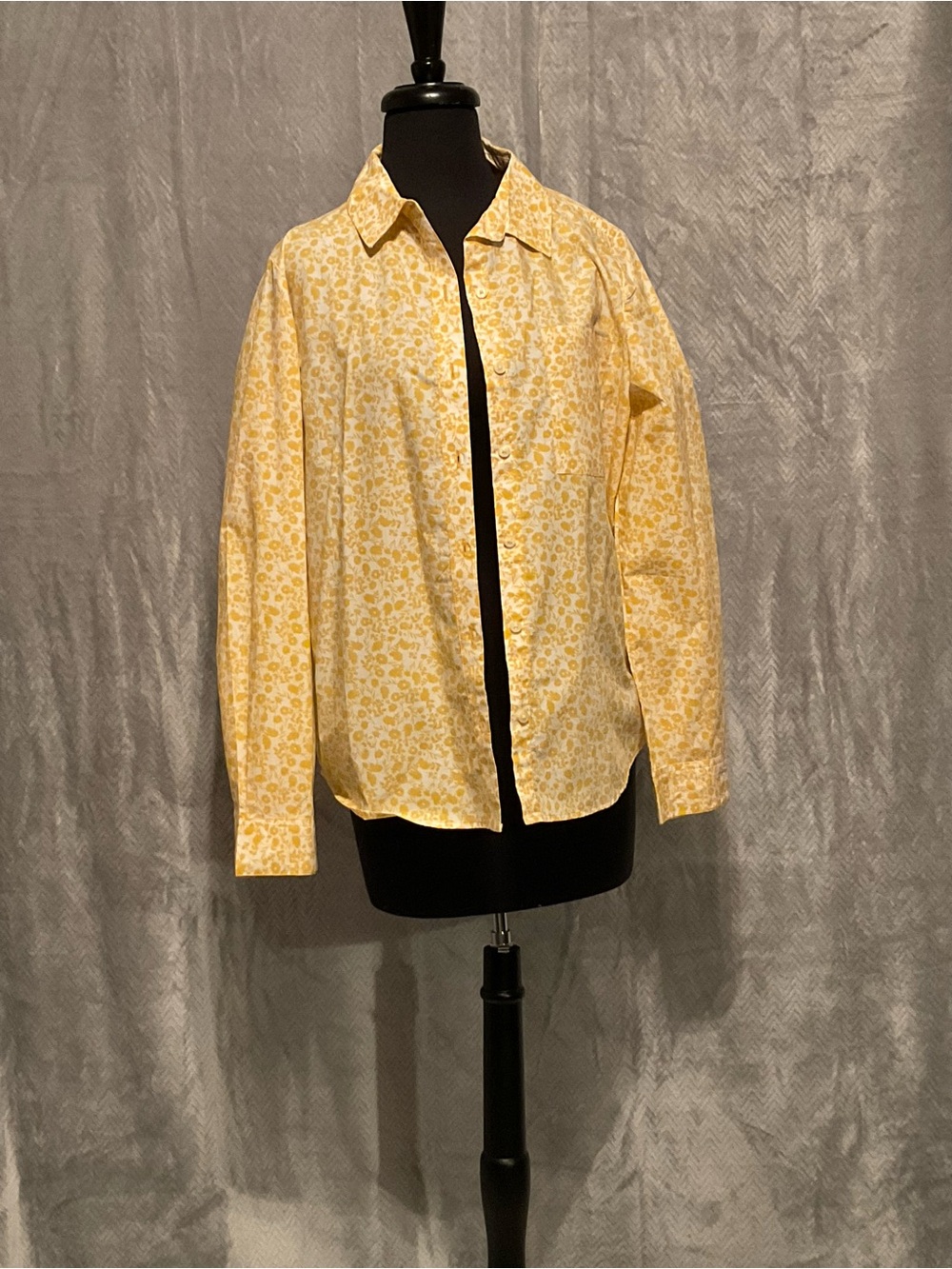 Style & Co. Yellow Floral Casual Button-Down Shirt